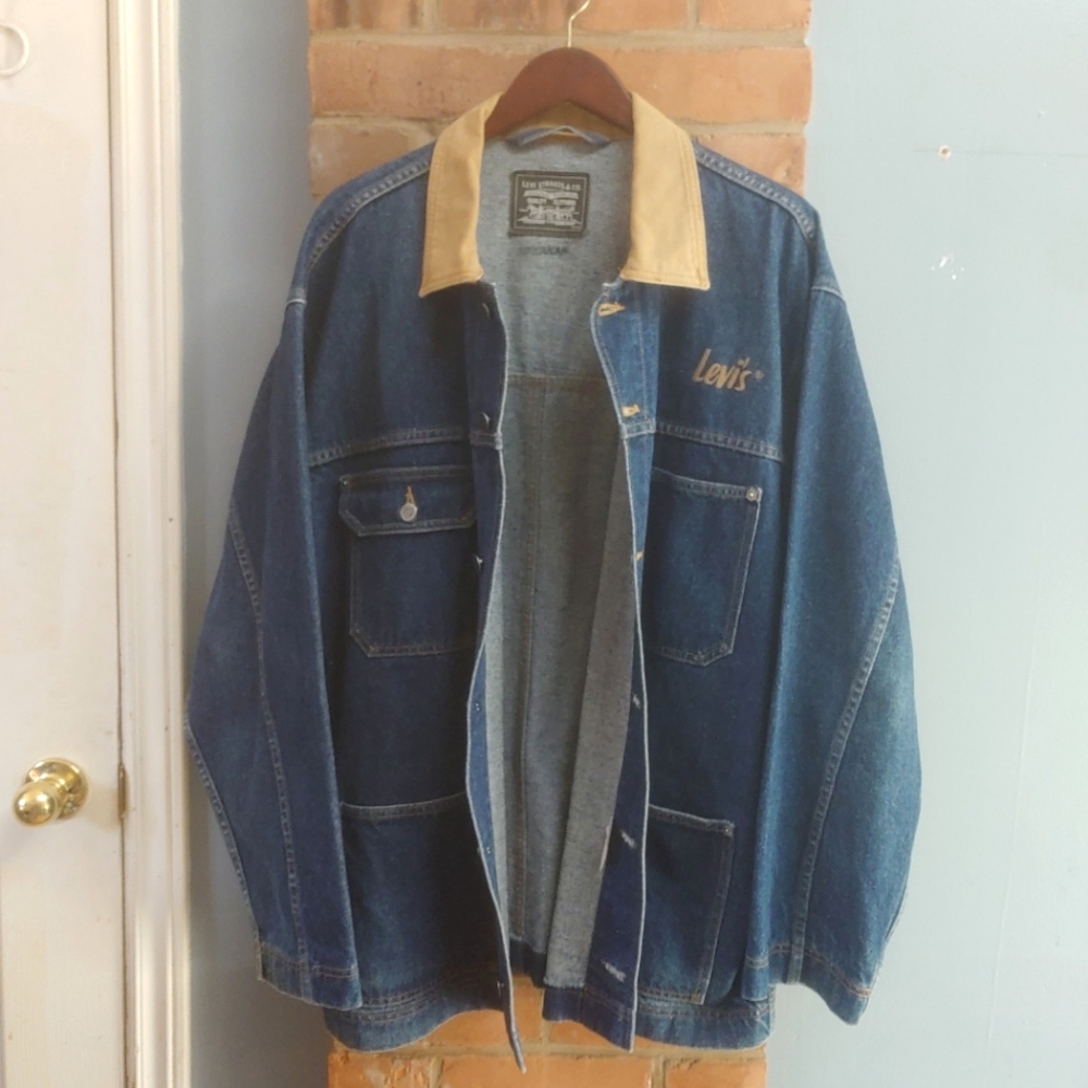 Rare Vintage 80's Levi's Blue Denim Chore Jacket Men's Size XL Made In Canada - Picture 3 of 15